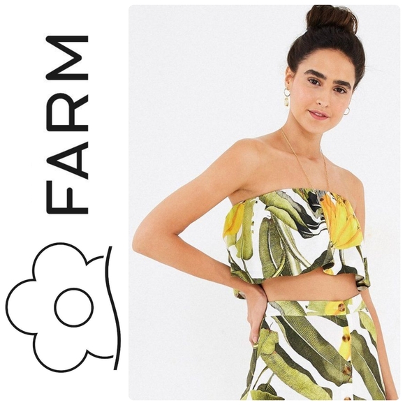 Anthropologie Tops - Farm Rio Banana Craze Ruffle Crop Top